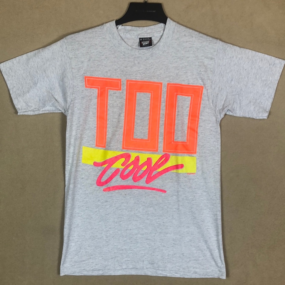 Vintage “Too Cool” Double Sided Graphic Single Stitch Short Sleeve Shirt size M
